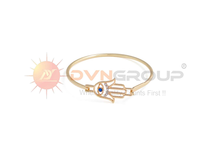 Gold Plated CZ Studded Hamsa Bracelet